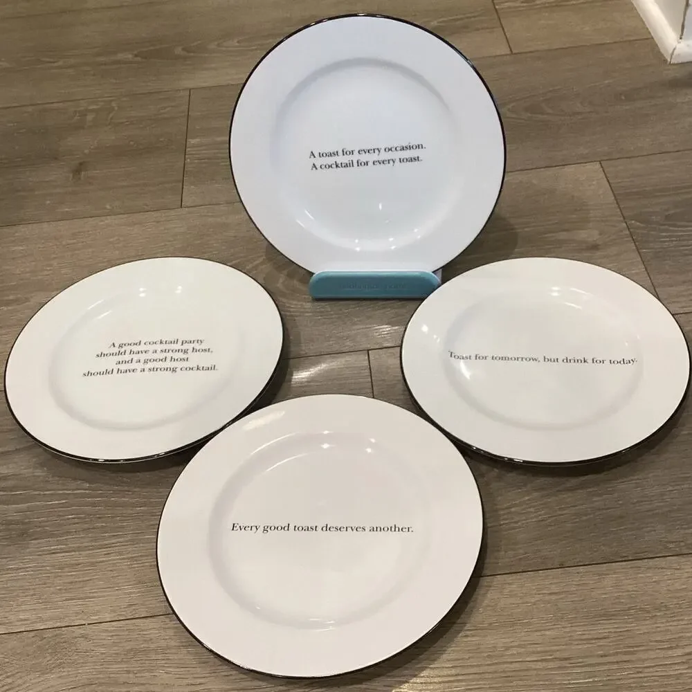Pottery Barn Appetizer Plate Set Quote Funny Bar Cart Party Hostess Gift Classic